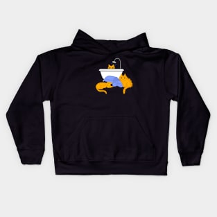 Orange Tabby Cats Taking a Bath Kids Hoodie